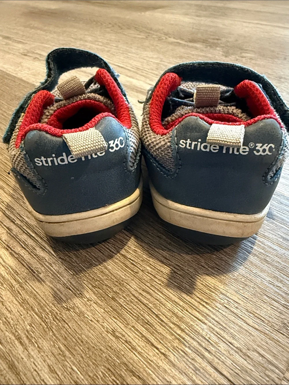 Stride Rite Toddler Gray and Blue Sneakers with Red Lining